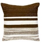 Coussin carré marron rayé Parkland Collection coton durable