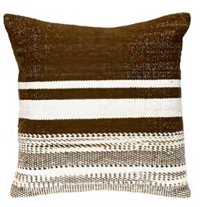 Coussin carré marron rayé Parkland Collection coton durable