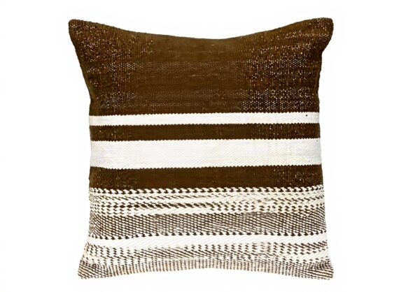 Coussin carré marron rayé Parkland Collection coton durable