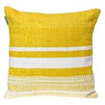 Coussin carré rayé jaune Parkland Collection coton lavable