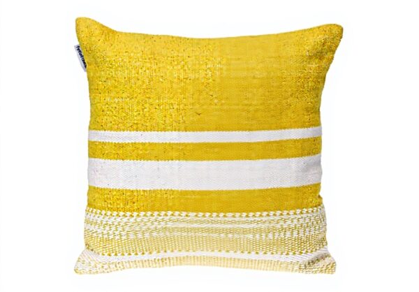 Coussin carré rayé jaune Parkland Collection coton lavable