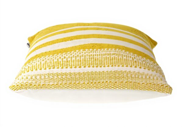 Coussin carré rayé jaune Parkland Collection coton lavable