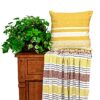 Coussin carré rayé jaune Parkland Collection coton lavable