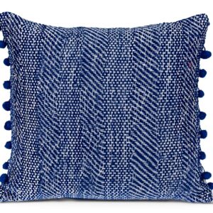 Coussin carré tissé bleu Parkland Collection coton lavable