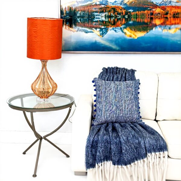 Coussin carré tissé bleu Parkland Collection coton lavable