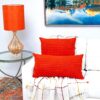 Coussin rectangulaire orange Parkland Collection coton