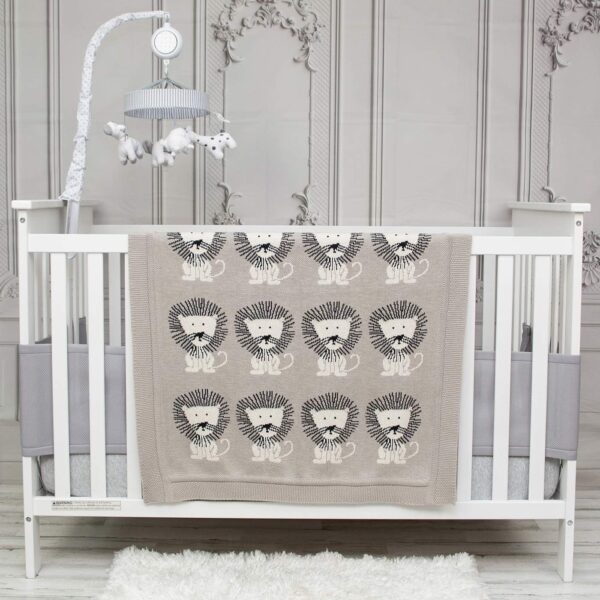 Couverture bébé Parkland Collection tricotée coton gris-1