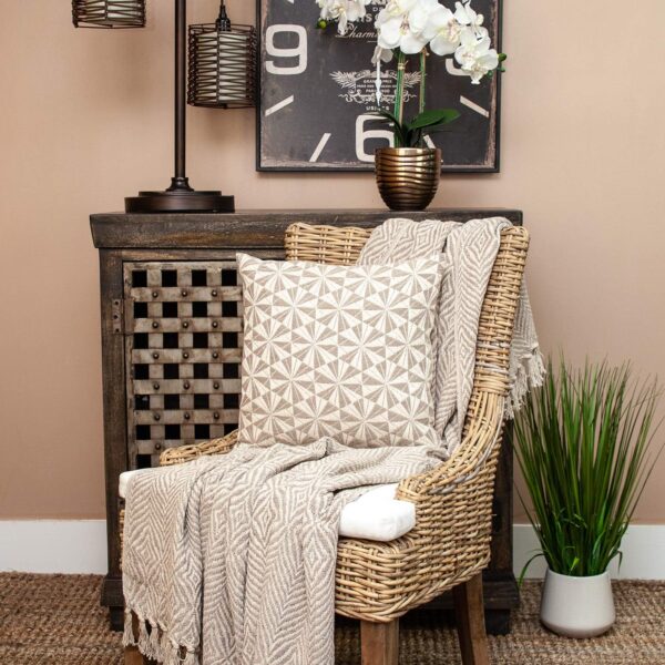 Coussin beige Parkland Collection coton motif géométrique-1