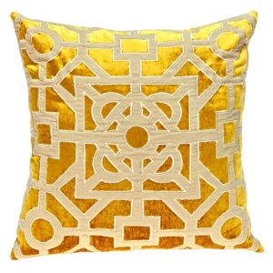 Coussin décoratif Parkland Collection velours ethnique jaune