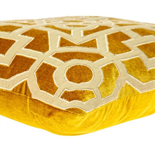 Coussin décoratif Parkland Collection velours ethnique jaune