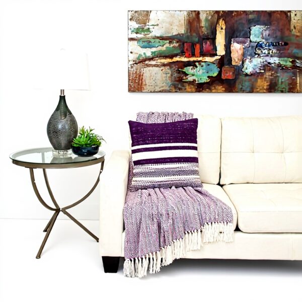 Parkland Collection Purple Striped Square Pillow 18x18