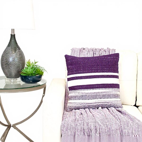 Parkland Collection Purple Striped Square Pillow 18x18
