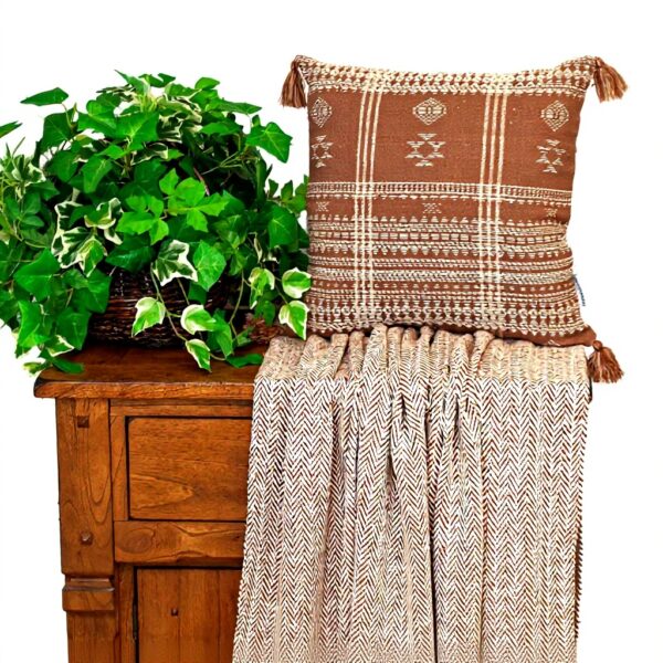 Coussin carré marron tribal Parkland Collection coton