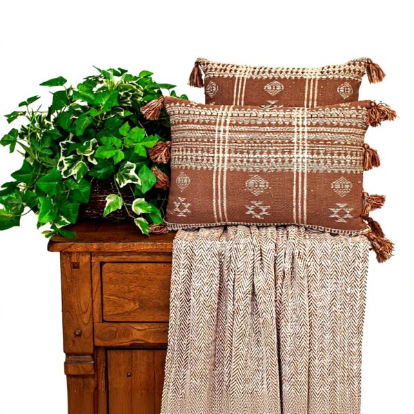 Coussin carré marron tribal Parkland Collection coton