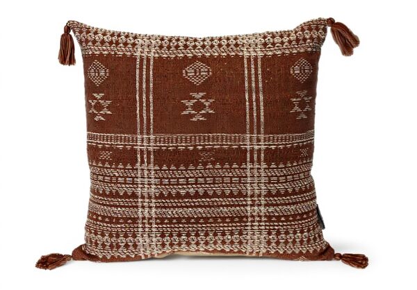 Coussin carré marron tribal Parkland Collection coton