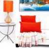 Coussin carré orange Parkland Collection coton décoration