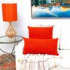 Coussin carré orange Parkland Collection coton décoration