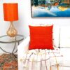 Coussin carré orange Parkland Collection coton décoration