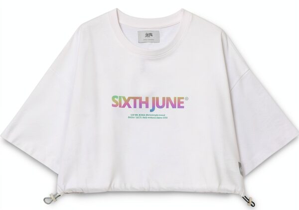 T-shirt Sixth June Femme Blanc Manches Courtes Coupe Large-0