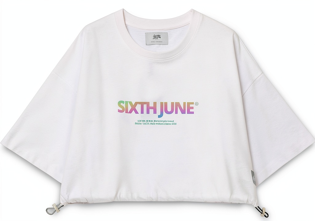 T-shirt Sixth June femme blanc avec imprimé irisé et liens de serrage