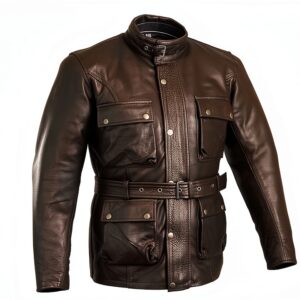 Blouson moto cuir Bikers Gear UK marron protections CE-0
