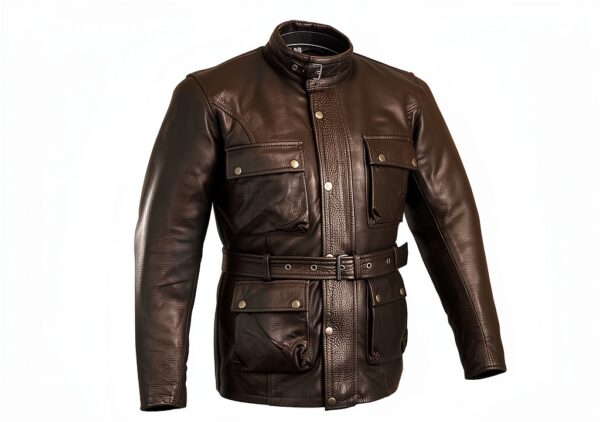 Blouson moto cuir Bikers Gear UK marron protections CE-0
