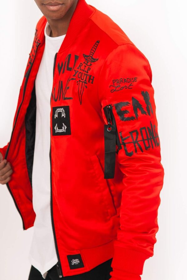 Veste bomber homme Sixth June satin inscriptions motifs-3