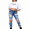 T-shirt Sixth June Femme Blanc Manches Courtes Coupe Large-5