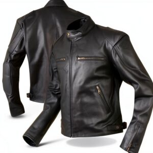 Veste moto A-PRO cuir protections amovibles noir-0
