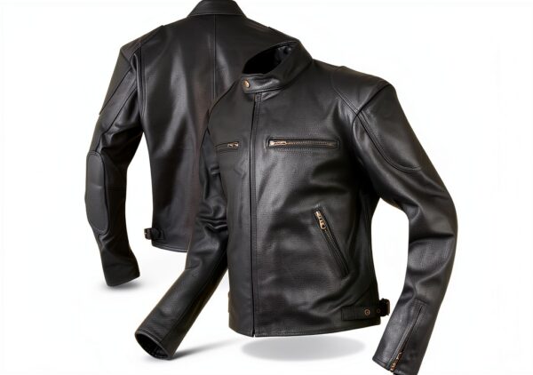 Veste moto A-PRO cuir protections amovibles noir-0