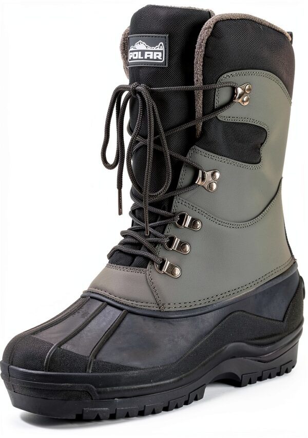 Polarr Bottes Homme Nylon Imperméable Hiver Neige Noir Gris