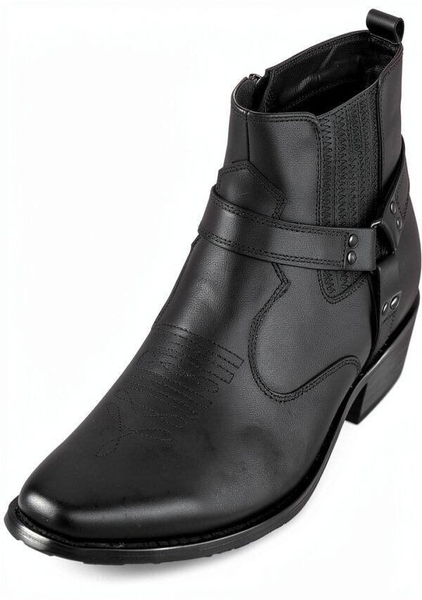 CALTO Bottes cowboy homme cuir fermeture éclair talon 9cm