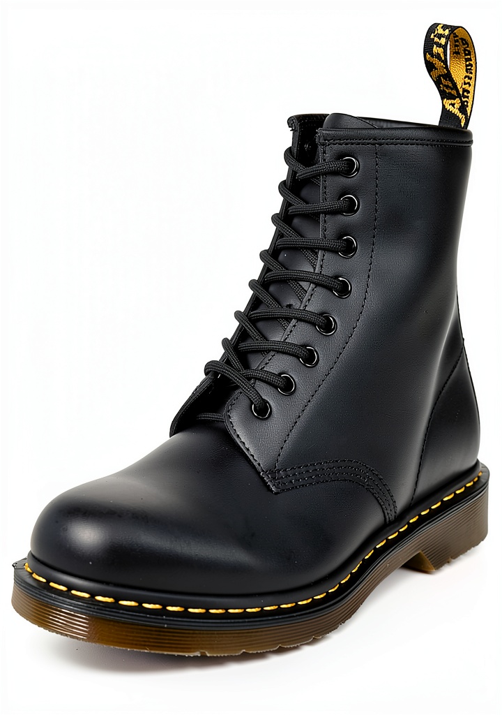 Dr Martens Rangers Femme en cuir verni noir sur un fond neutre