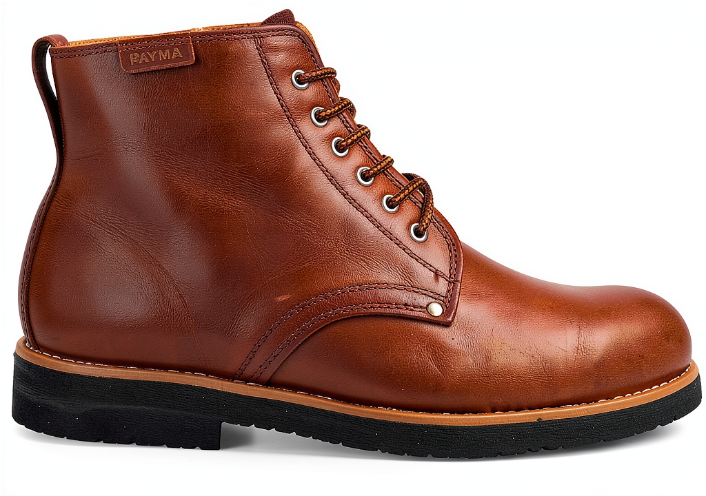 Bottes Chukka PAYMA en cuir marron sur un sol extérieur
