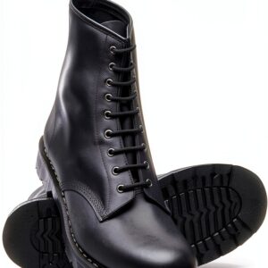 Bottes Derby Solovair cuir gras fabrication anglaise noir-1