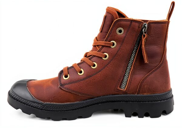 Palladium Bottes Mixte Lacets Zip Beige Noir Taille EU-2