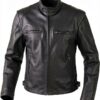 Veste moto A-PRO cuir protections amovibles noir-1