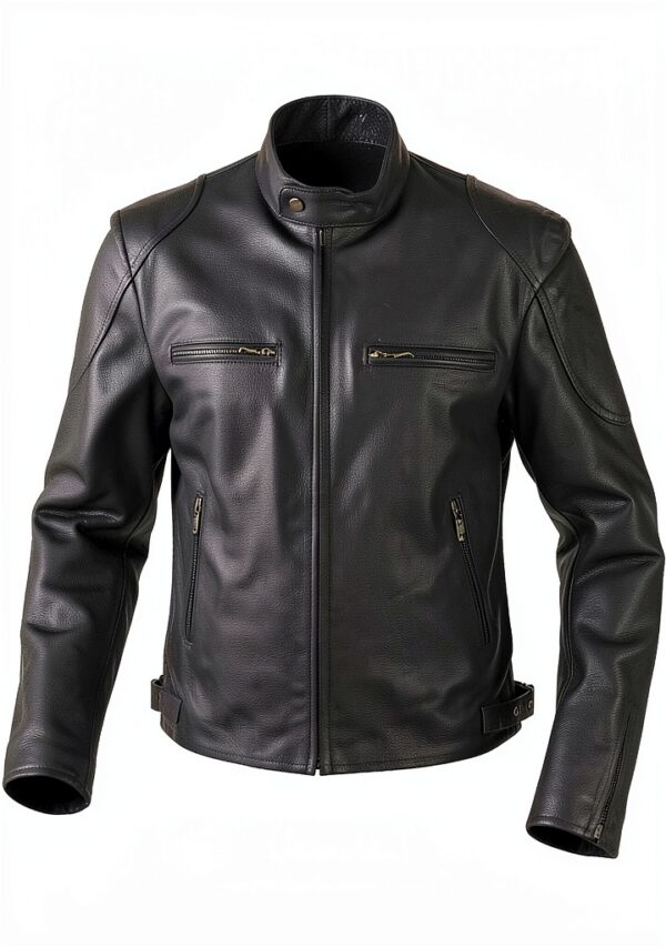 Veste moto A-PRO cuir protections amovibles noir-1