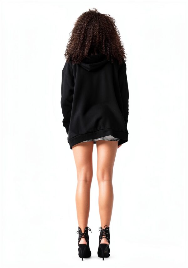 Gilet capuche noir Sixth June femme effet destroy poches-4