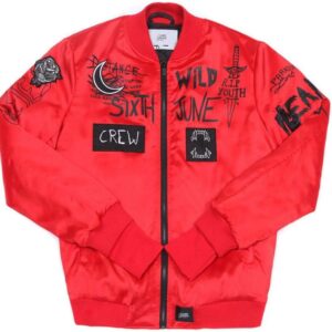 Veste bomber homme Sixth June satin inscriptions motifs-0