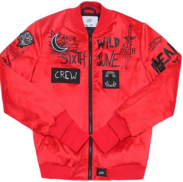 Veste bomber homme Sixth June satin inscriptions motifs-0