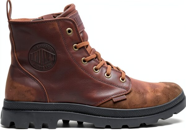Palladium Bottes Cuir Homme Brun Tige Cheville Lacets-1