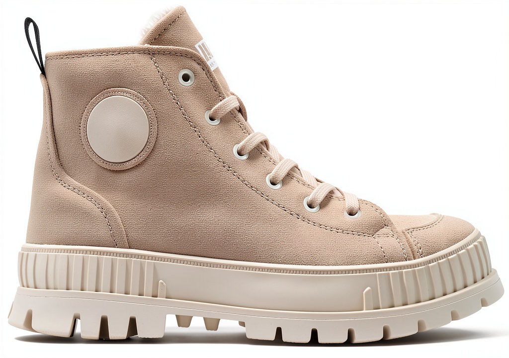 Bottes Palladium en cuir gris portées en milieu urbain
