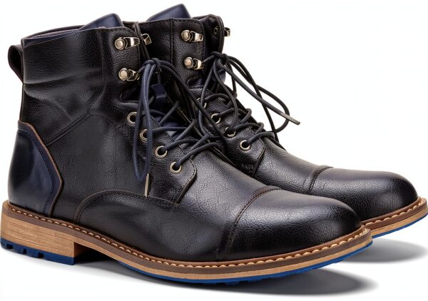 Harssidanzar Bottes Moto Homme Design Lacets Fermeture
