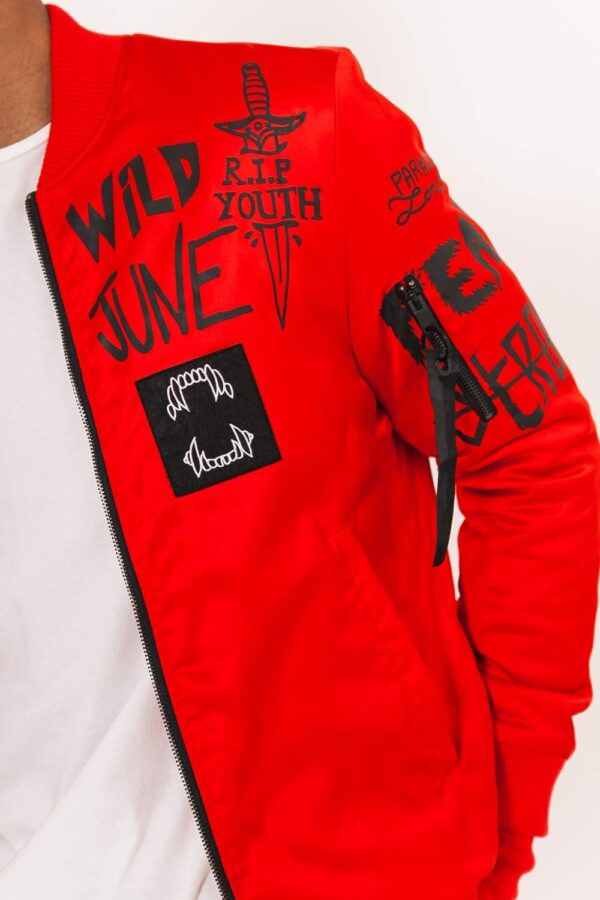 Veste bomber homme Sixth June satin inscriptions motifs-6
