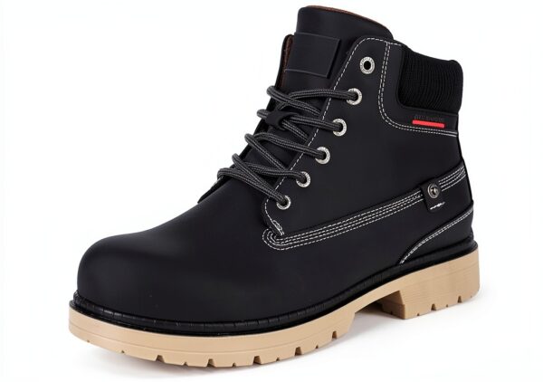 Eagsouni Bottes Hiver Femme Homme Cuir Chaud Fourrure Lacets