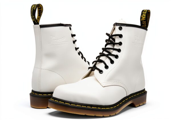 Chaussures Dr Martens Cuir Lacets Homme Femme Blanc Vert-6