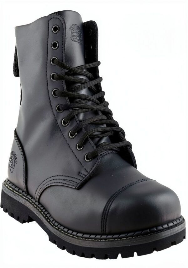 Grinders Stag Bottes Punk Cuir Noir Embout Acier Homme