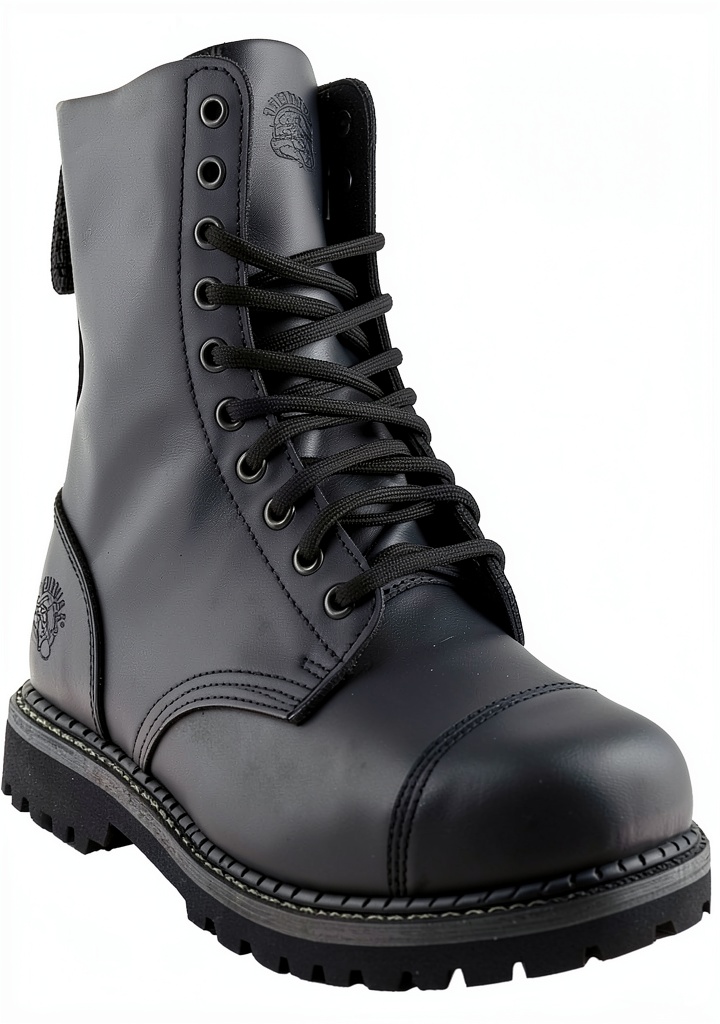 'Bottes Grinders Stag en cuir noir avec embout en acier'