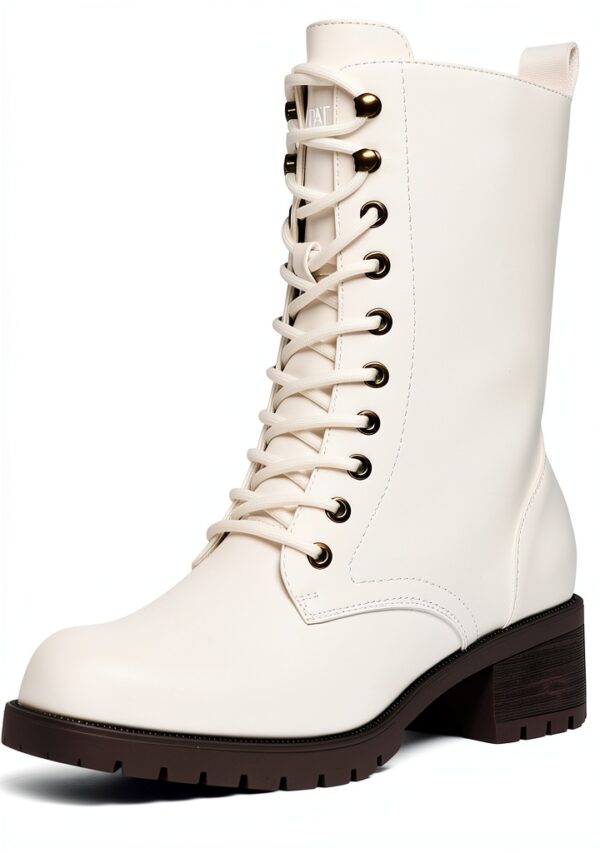 Bottines DREAM PAIRS Femme Mi-Mollet Fermeture Éclair Lacets